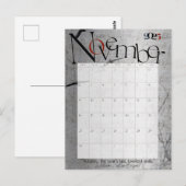 2025年11月モダン灰色カレンダー ポストカード (正面/裏面)