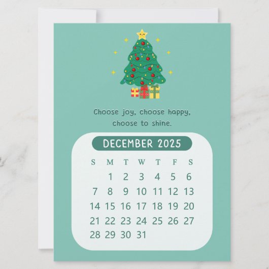 2025年12月かわいい月次カレンやる気を起こさせるダー 招待状 (正面)