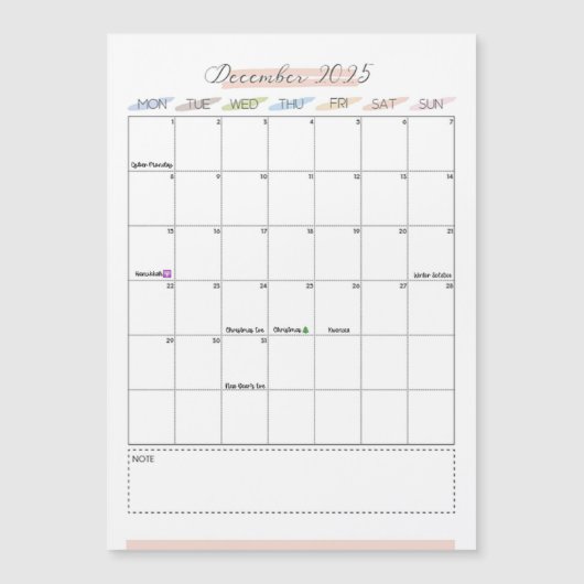 2025年12月マグネットカレンダー (正面)