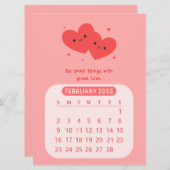 2025年2月月次ハートカレンダやる気を起こさせるー 招待状 (正面/裏面)