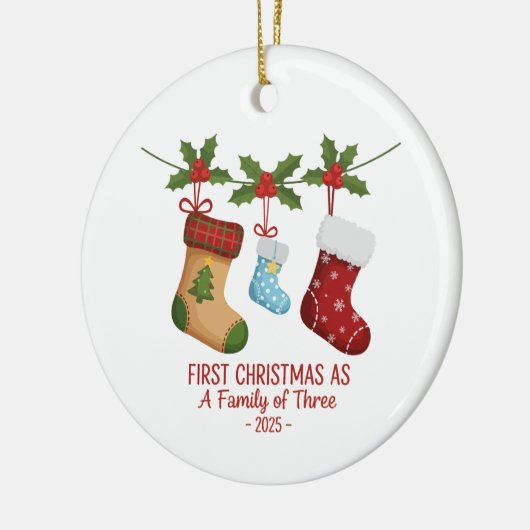 2025年3月の初めてのクリスマス | かわいい セラミックオーナメント (左)