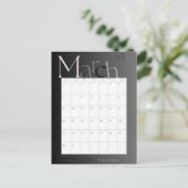 2025年3月モダン灰色カレンダー ポストカード (スタンド正面)