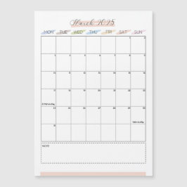 2025年3月磁気カレンダー