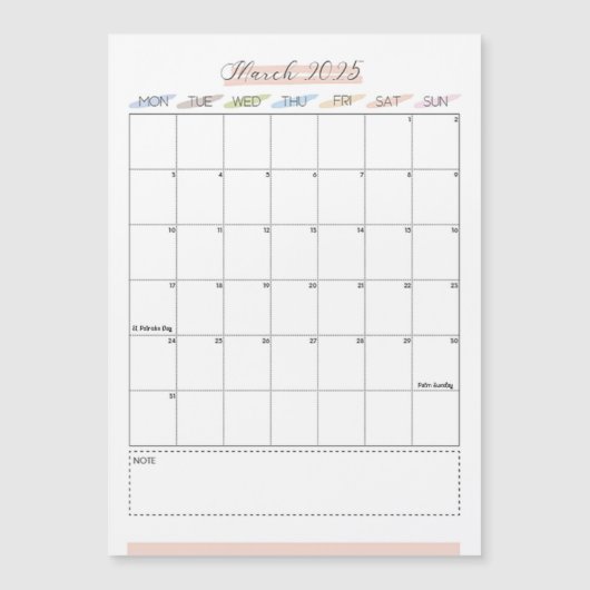 2025年3月磁気カレンダー (正面)