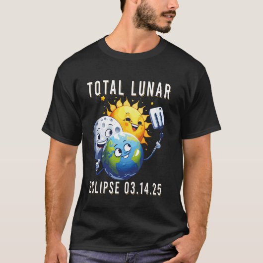 2025年3月14日の皆既月食 天文学 太陽 地球 Tシャツ (正面)
