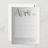 2025年4月モダン灰色カレンダー ポストカード (正面/裏面)