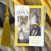 2025年4枚の写真のクラス灰色の黄色の卒業 案内状