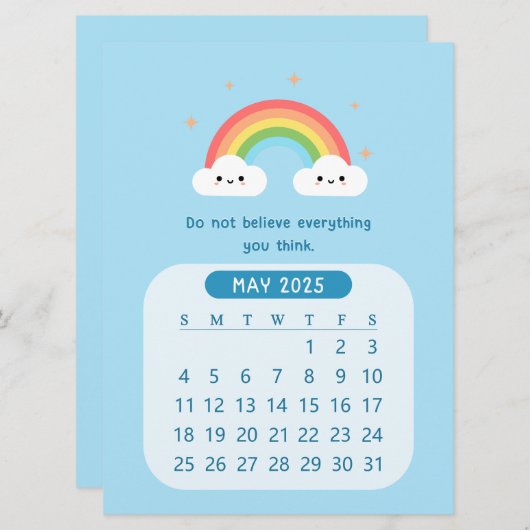 2025年5月かわいい雲のカレンやる気を起こさせるダー 招待状 (正面/裏面)