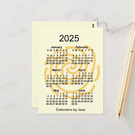 2025年6か月ミニカレンダー 晴れた日々 by Janz ポストカード (正面/裏面インサイチュ)