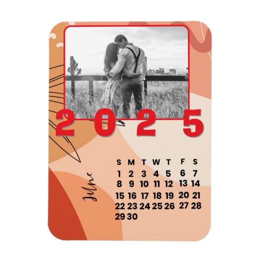 2025年6月カレンダー家族の写真 マグネット (縦)