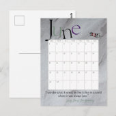 2025年6月モダン灰色カレンダー ポストカード (正面/裏面)