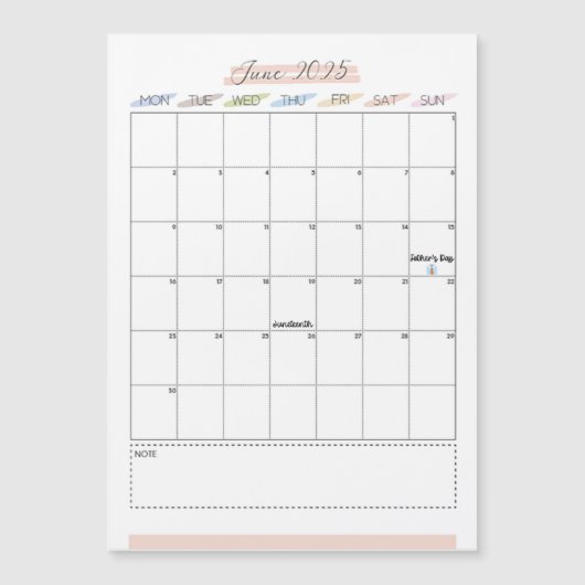 2025年6月磁気カレンダー (正面)