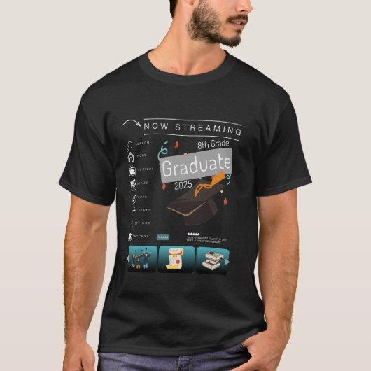 2025年8年生卒業おめでとう ユーモア溢れる卒業お祝い Tシャツ (正面)