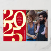 2025年 お正月 フォト 赤 ゴールド 箔シーズンカード (正面)