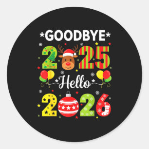 2025年 さようなら 2026年 こんにちは 新年 あけましておめでとう クリスマス P ラウンドシール