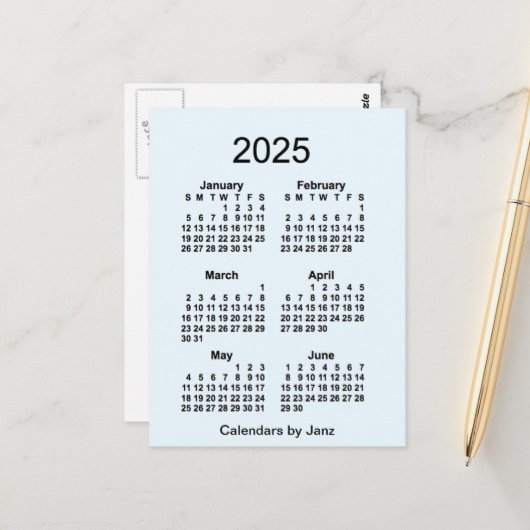 2025年 アリスブルー 6か月 ミニカレンダー(ジャンZ著) ポストカード (正面/裏面インサイチュ)
