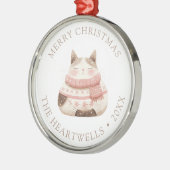 2025年 オーダーメイド 水彩 猫 メリークリスマス メタルオーナメント (左)