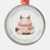 2025年 オーダーメイド 水彩 猫 メリークリスマス メタルオーナメント (正面)