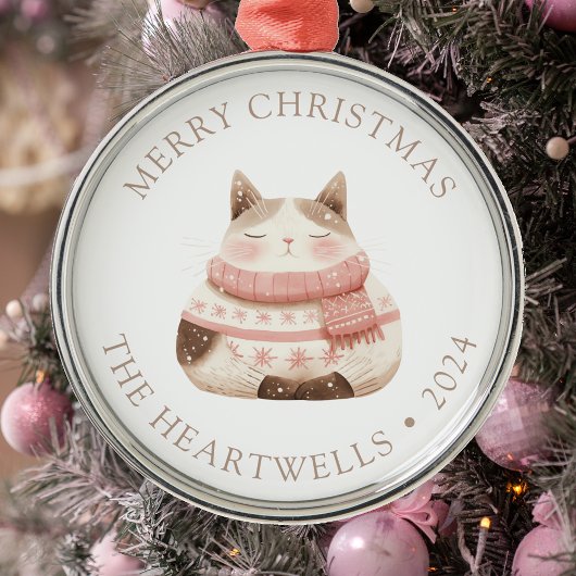 2025年 オーダーメイド 水彩 猫 メリークリスマス メタルオーナメント