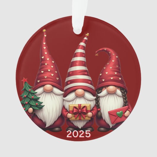 2025年 クリスマス ノーム 3体 オーナメント (正面)