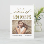 2025年 ゴールド ヴィンテージ クラス 卒業写真 招待状 (スタンド正面)