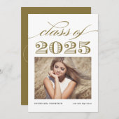 2025年 ゴールド ヴィンテージ クラス 卒業写真 招待状 (正面/裏面)