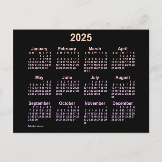 2025年 ネオン・イパネマ ミニカレンダー by Janz ポストカード (正面)