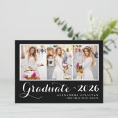 2025年 ブラッククラス 写真コラージュ 卒業 招待状 (スタンド正面)