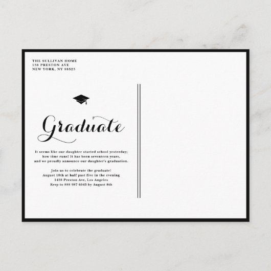 2025年 ブラッククラス 写真コラージュ 卒業 案内ポストカード (裏面)