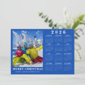2025年 メリークリスマス フォト 2026 カレンダー 青 シーズンカード (スタンド正面)
