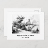 2025年 個人向け サンフランシスコ ゴールデンゲート お正月カード シーズンポストカード (正面/裏面)