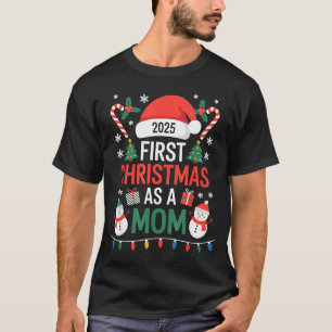 2025年 初めてのクリスマスのママ ファミリーマッチング ホリデー Tシャツ