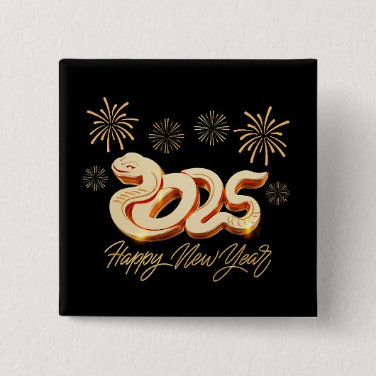 2025年 巳年(へび年)新年明けましておめでとうございます 缶バッジ (正面)