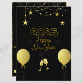 2025年 新年のお祝い フラット ホリデー カード (正面/裏面)