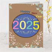 2025年 新年のお祝い 折りたとう式グリーティングカード カード (黄色い花)