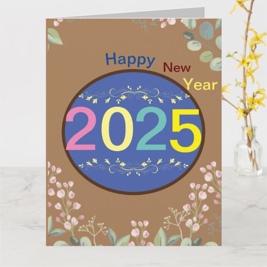 2025年 新年のお祝い 折りたとう式グリーティングカード カード (黄色い花)