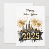 2025年 新年の黒と金、打ち上げ花火、 シーズンカード (正面/裏面)