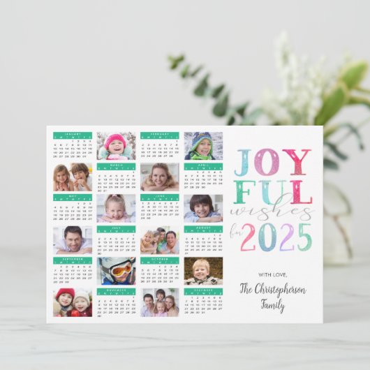 2025年 現代の新年の写真コラージュ カレンダー JOYFUL シーズンカード (スタンド正面)