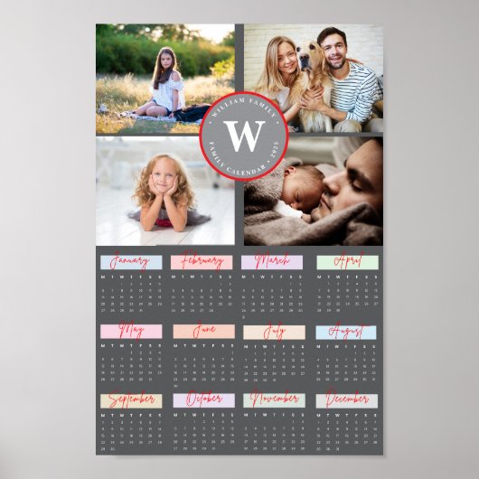 2025年 現代ファミリー フォト コラージュ カスタム ポスター (正面)