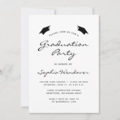 2025年 現代的な写真 白 黒 卒業パーティー 招待状 (正面)