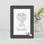 2025年 白 ポルカドット柄 ディプロマ 招待状 (スタンド正面)