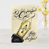 2025年 筆記具 新年のカード カード (黄色い花)