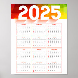2025年 縦型 カレンダー ミニマル デザイン ポスター