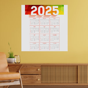 2025年 縦型 カレンダー ミニマル デザイン ポスター