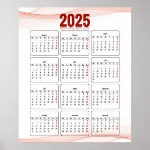 2025年 縦型 ミニマル アブストラクト カレンダー ポスター