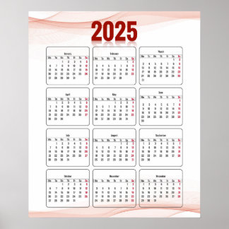 2025年 縦型 ミニマル アブストラクト カレンダー ポスター
