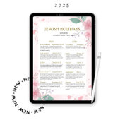2025年 2026年ユダヤ教祝日カレンダー ピンクの花 5786 ポスター