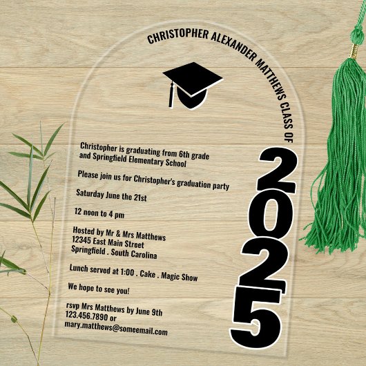 2025年ArchタイポグラフィAny Age Graduation Party アクリル招待状