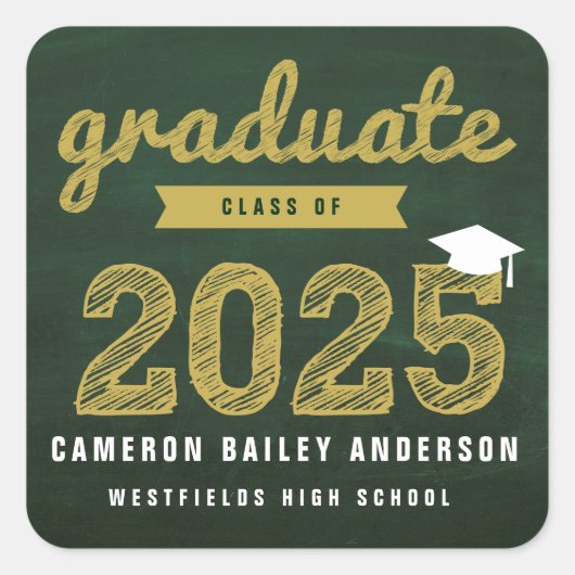 2025年Chalkboard Sketch卒業レトロ卒業 スクエアシール (正面)