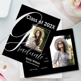 2025年GRAD 2枚の写真卒業パーティー招待状 ポストカード
